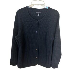 Isaac Mizrahi Live Womens Black Textured Cardigan Sweater XL Loungewear